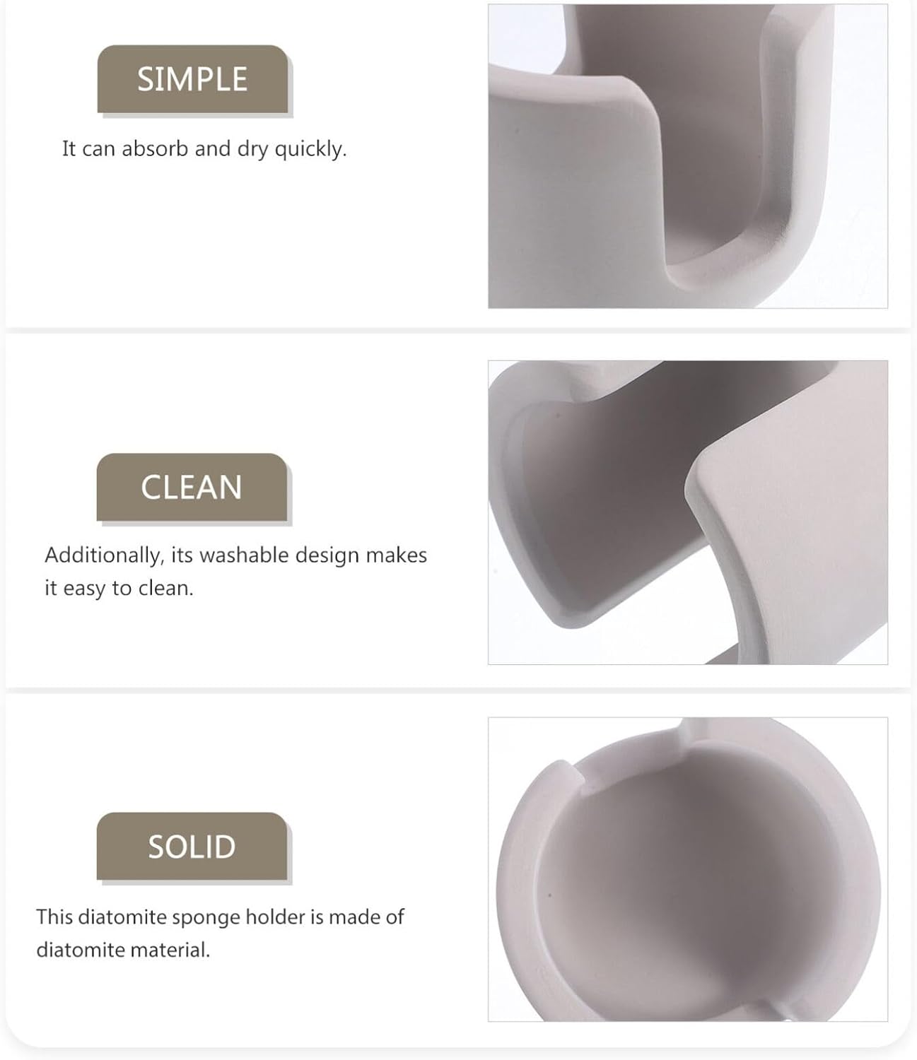 Alipis Diatomite Sponge Holder, Slotted Dish Sponge Holder Fast Absorbing Stone Drying Caddie Instant Drying Sink Tray for Kitchen Sink Bathroom Organizer Grey