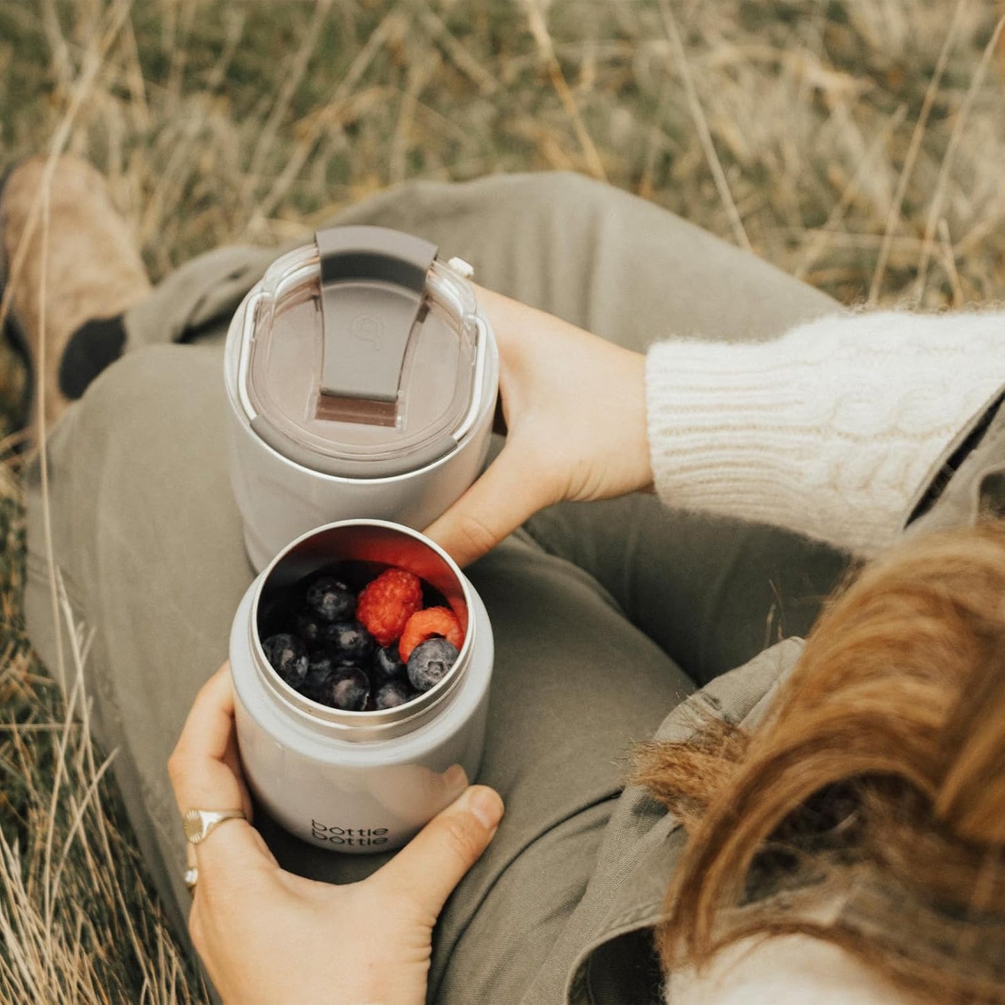 BOTTLE BOTTLE Stainless Steel Tumblers with Handle, Insulated Tumblers with 2 Lids, 22oz 2IN1 Coffee Cup for Home Office and Party, Travel Cups for Woman and Man as Gifts(Gray)