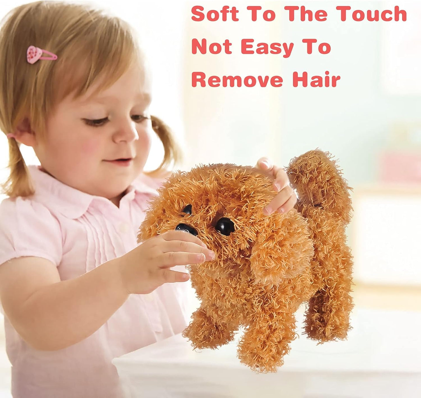 WorWoder Plush Teddy Toy Puppy Electronic Interactive Pet Dog - Walking, Barking, Tail Wagging, Stretching Companion Animal for Kids Children (Teddy Dog)